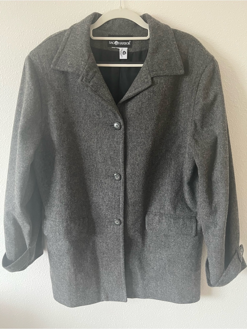 Sag Harbor Women's Gray Wool-Blend Button Front Pea Coat